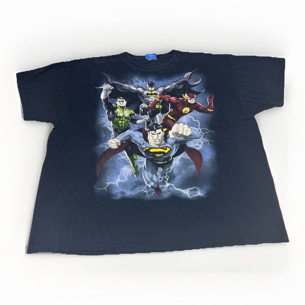 Justice League Men's 2XL Black Graphic T-Shirt DC Comics Batman Superman Flash